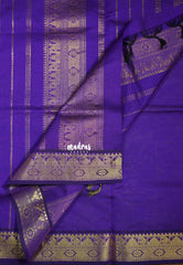 Pretty Parrot Green - Mookuthi Amman Plain Silk Cotton Mango, Temple Border with Contrast Pallu and Blouse - Perfect for Wedding Functions
