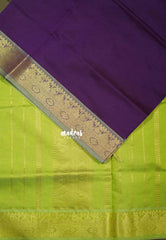Jamun Purple - Mookuthi Amman Plain Silk Cotton Mango, Temple Border with Contrast Pallu and Blouse - Perfect for Wedding Functions