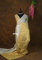 MoonSun Blend - Kushboo half and half gold and silver tissue silk Saree - Best for Small Functions