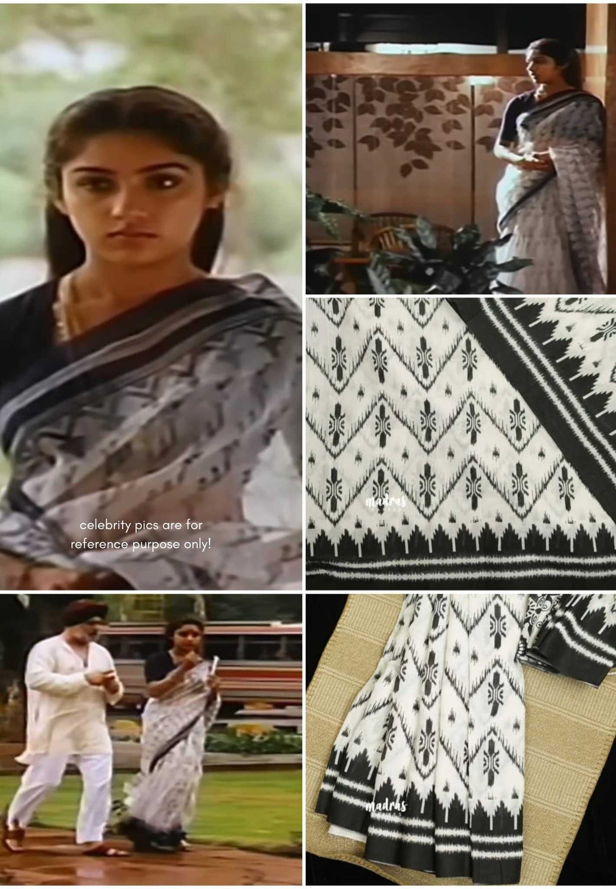 Mouna Ragam Revathi 2 - Nandhitha sambalpuri ikkat khadi Black and white