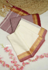 Mouna Ragam Revathi - Khadi cotton Half white with thread border