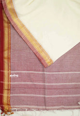 Mouna Ragam Revathi - Khadi cotton Half white with thread border