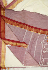 Mouna Ragam Revathi - Khadi cotton Half white with thread border