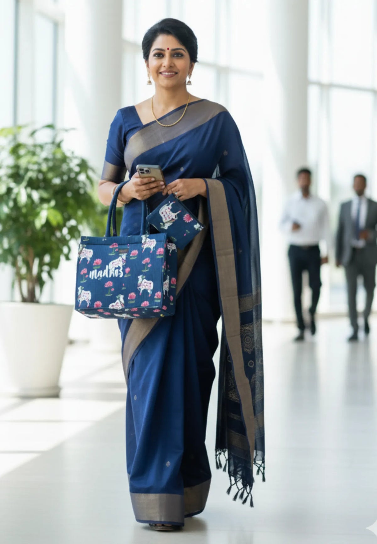 MS7 Quilted European-Style Laptop Bag – Pichwai cow print