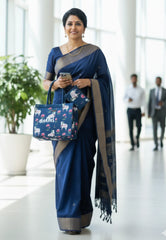 MS7 Quilted European-Style Laptop Bag – Pichwai cow print