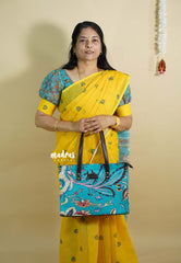 Punch blue - Jaipur prints cotton handbag / office bag set of 4 - MS7 Brand