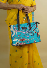 Punch blue - Jaipur prints cotton handbag / office bag set of 4 - MS7 Brand