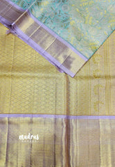 Muhurtham Pure kanchivaram wedding Bridal silk saree - Pastel aqua blue green