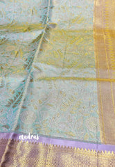 Muhurtham Pure kanchivaram wedding Bridal silk saree - Pastel aqua blue green