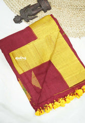 Khadi linen Mukkonam Buttas - Maroon