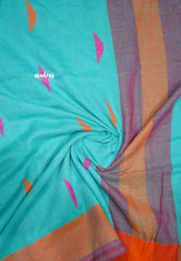 Khadi linen Mukkonam Buttas Aqua blue