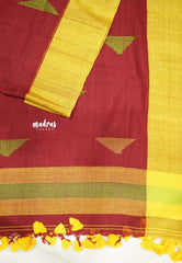 Khadi linen Mukkonam Buttas - Maroon