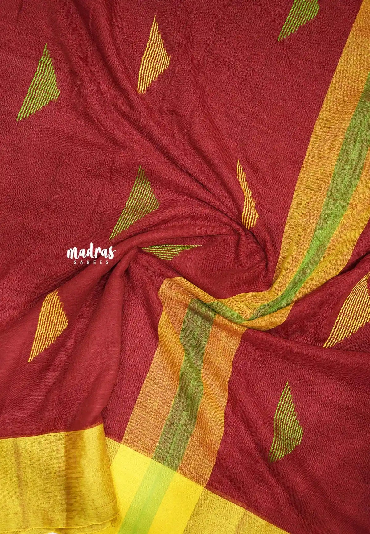 Khadi linen Mukkonam Buttas - Maroon