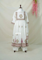 Ivory White – Aavani - Mul Cotton Ready-Made Anarkali 3pcs set for Women – Perfect for Office & Everyday Wear