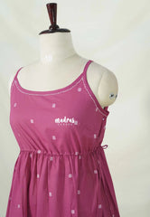 Mauve Pink – Aavani - Mul Cotton Ready-Made Tank Sleeve Ruffle Dress for Women – Perfect for Office & Everyday Wear