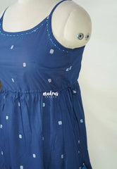 Indigo Blue – Aavani - Mul Cotton Ready-Made Tank Sleeve Ruffle Dress for Women – Perfect for Office & Everyday Wear