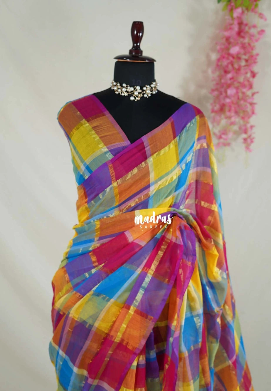 Royal Rainbow - Soft Mul Cotton Rainbow Checks with Tissue - Perfect for Office Wear | summer wear | Casual wear