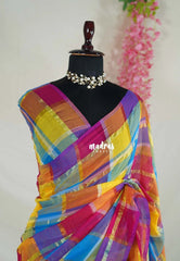 Royal Rainbow - Soft Mul Cotton Rainbow Checks with Tissue - Perfect for Office Wear | summer wear | Casual wear
