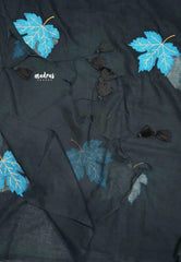 Soft Mul cotton with leaf embroidery work - Black