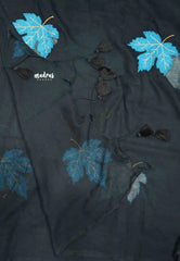 Soft Mul cotton with leaf embroidery work - Black