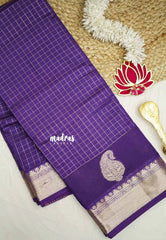 Rudra - Traditional Munga silk with checks weaving - Purple