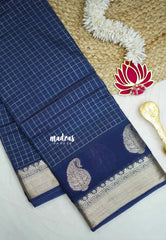 Rudra - Traditional Munga silk with checks weaving - Blue