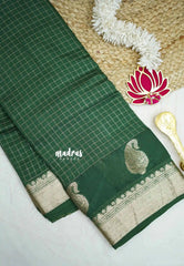 Rudra - Traditional Munga silk with checks weaving - Green