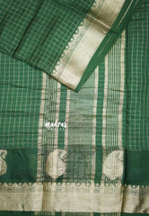 Rudra - Traditional Munga silk with checks weaving - Green