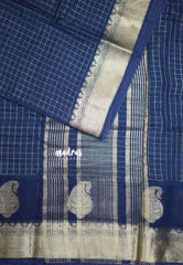 Rudra - Traditional Munga silk with checks weaving - Blue