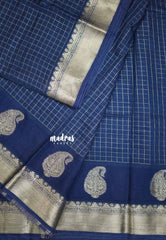 Rudra - Traditional Munga silk with checks weaving - Blue