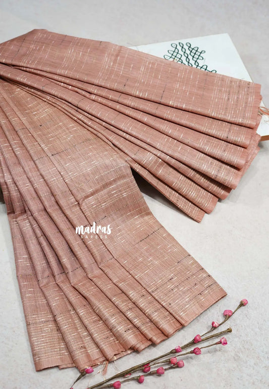 Muted Peach - Silk Linen saree