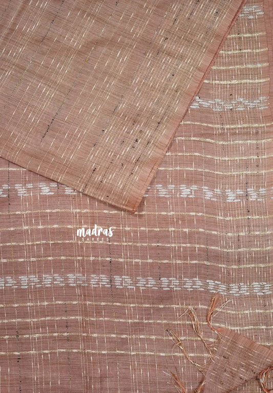 Muted Peach - Silk Linen saree
