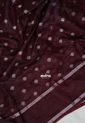 Wine Brown - Narayani - Semi Organza  Silk with Buttas and Rettapet Border - Best for Small Functions
