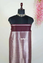 Wine Brown - Narayani - Semi Organza  Silk with Buttas and Rettapet Border - Best for Small Functions