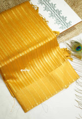 Narmada - Organza Tissue with stripes zari weaving body - Nayanthara Inspired - Golden yellow