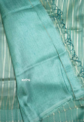 Narmada - Organza Tissue with stripes zari weaving body - Nayanthara Inspired - Aqua Blue