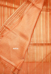 Narmada - Organza Tissue with stripes zari weaving body - Nayanthara Inspired - Peach orange