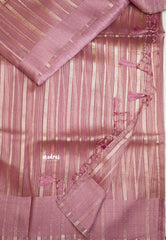 Narmada - Organza Tissue with stripes zari weaving body - Nayanthara Inspired - Onion pink