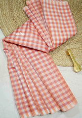 Nayanthara inspired - Premium cotton silk with small checks - Peach pink