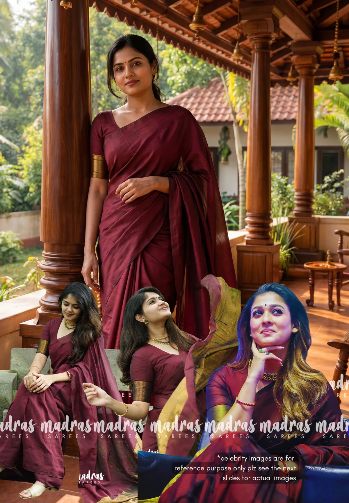 Maroon - Nayanthara award saree Tissue zari pallu with gold border blouse - Shilpa saree
