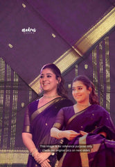 Karthigai silk cotton small Bavanji border - Nayanthara Purple