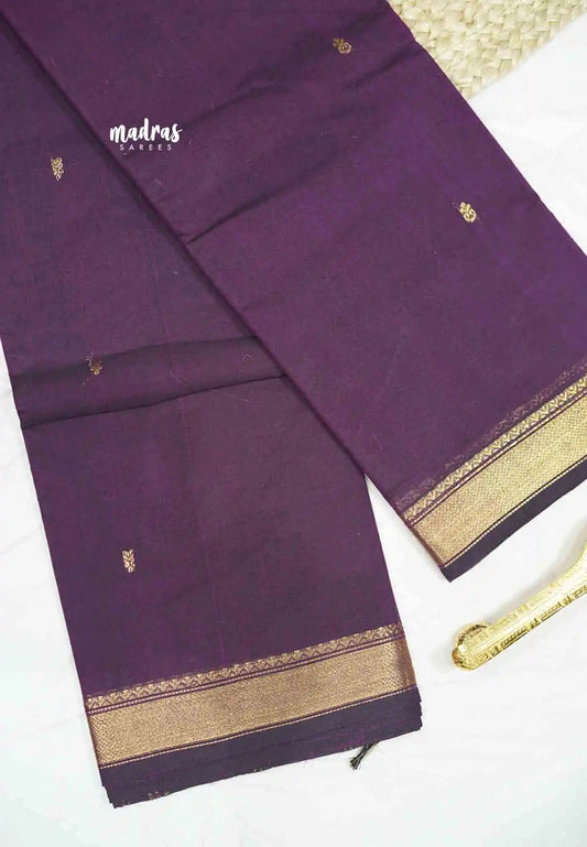 Karthigai silk cotton small Bavanji border - Nayanthara Purple