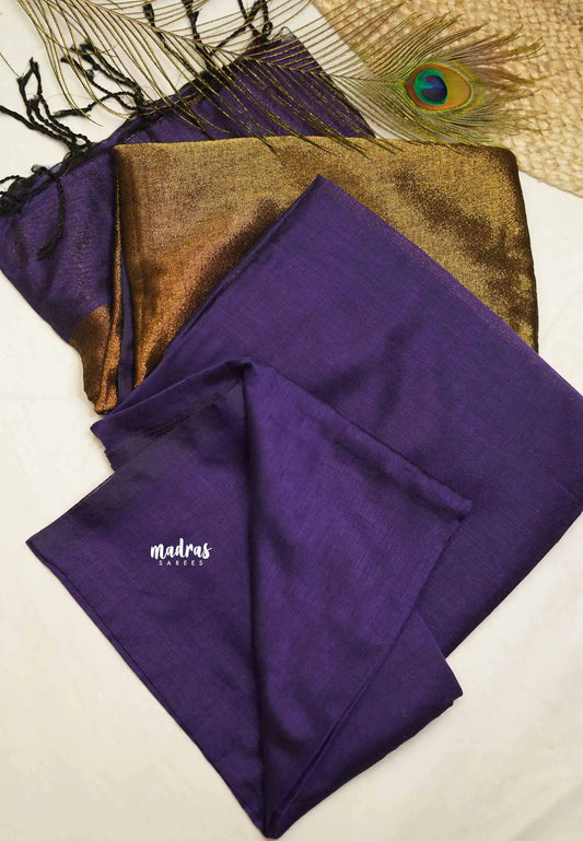 Nayanthara award saree Tissue zari pallu Purple with full gold blouse - Mookuthi Amman saree