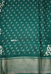 Nila - Sequence printed silk with kolam buttas - Green