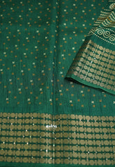 Nila vasundra printed silk Sequence rudraksha border Green