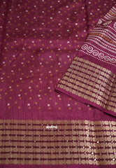 Nila vasundra printed silk Sequence rudraksha border winered