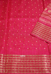 Nila vasundra printed silk Sequence rudraksha border Rani pink