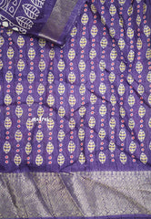 Nila - Sequence printed silk with tribal prints - Purple