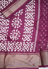 Nila - Sequence printed silk with kolam buttas - Winered