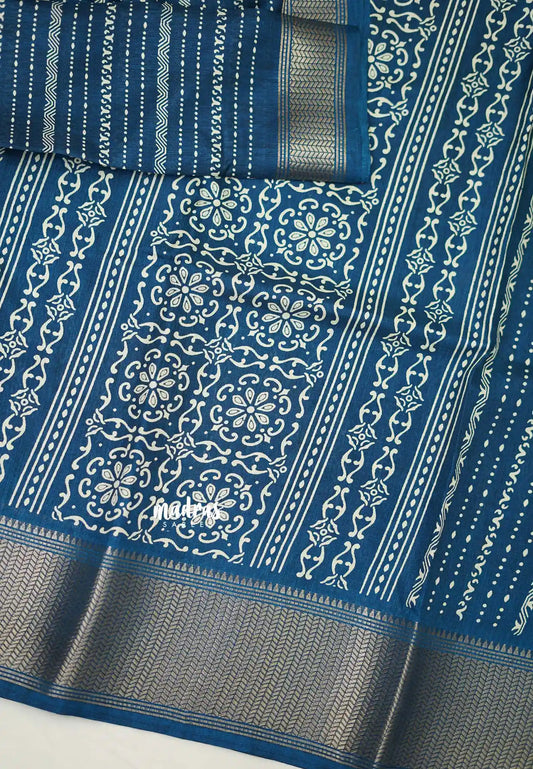 Nila vasundra printed silk Indigo blue